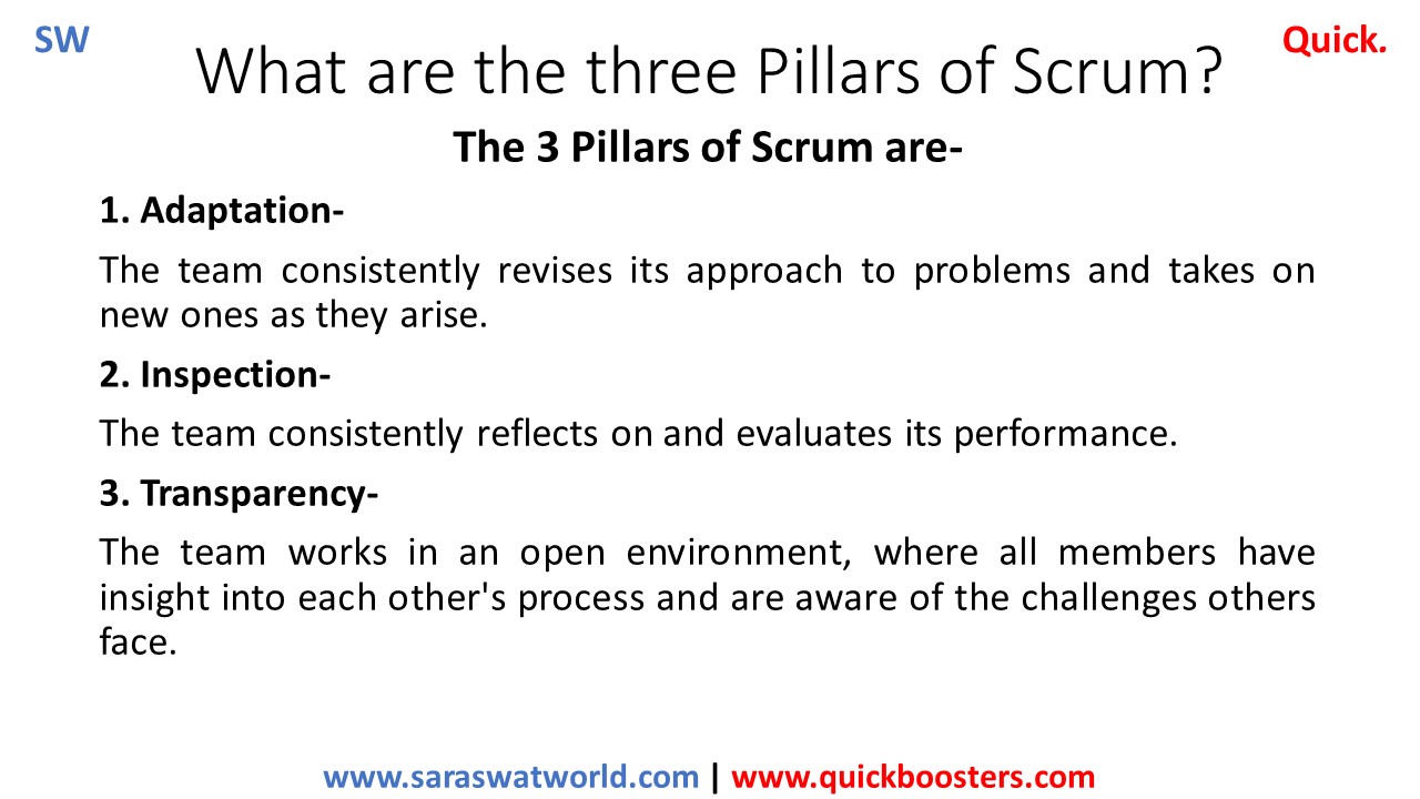 What are the three Pillars of Scrum?