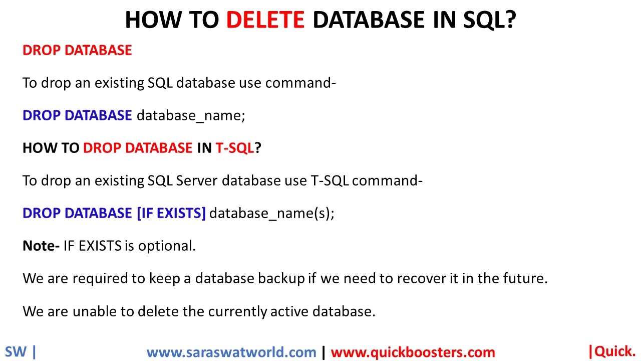 HOW TO DELETE A DATABASE IN SQL?