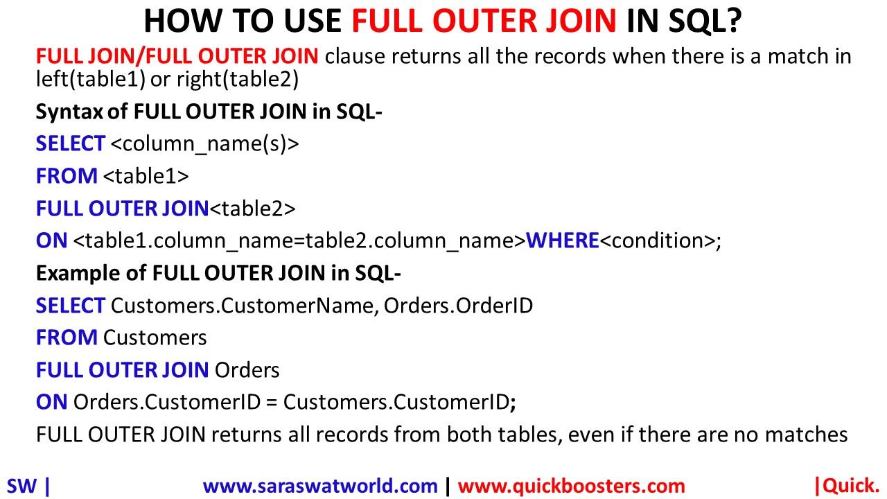 HOW TO USE FULL OUTER JOIN IN SQL?