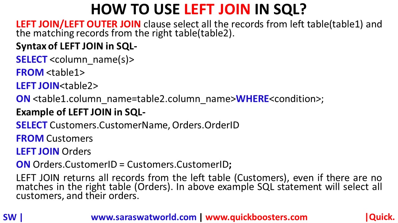 HOW TO USE LEFT JOIN IN SQL?