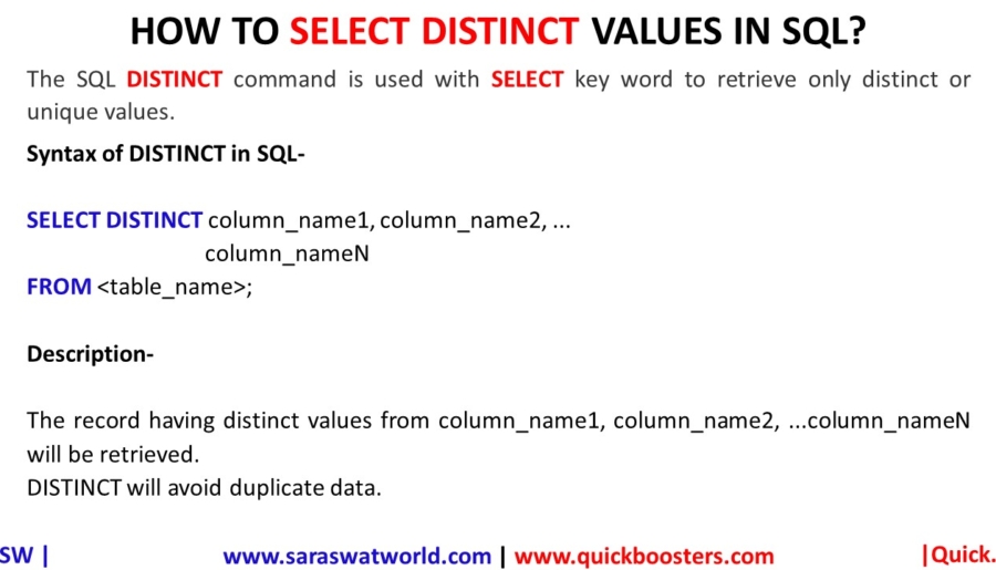 how-to-select-distinct-values-in-sql-saraswat-world-source-of-knowledge-and-information