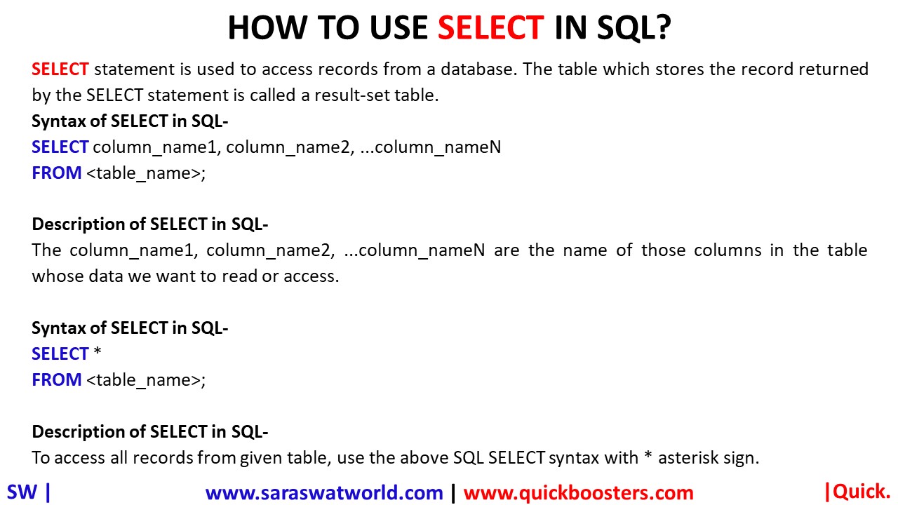 HOW TO USE SELECT IN SQL?