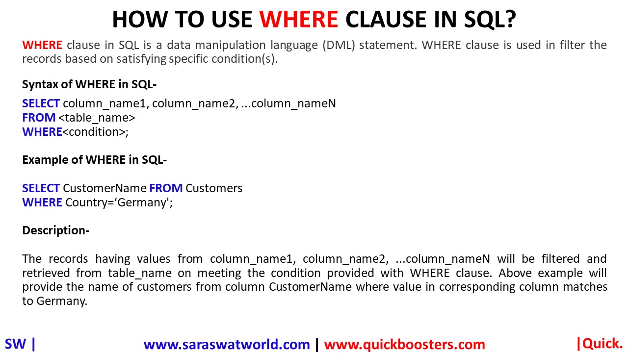 HOW TO USE WHERE CLAUSE IN SQL?